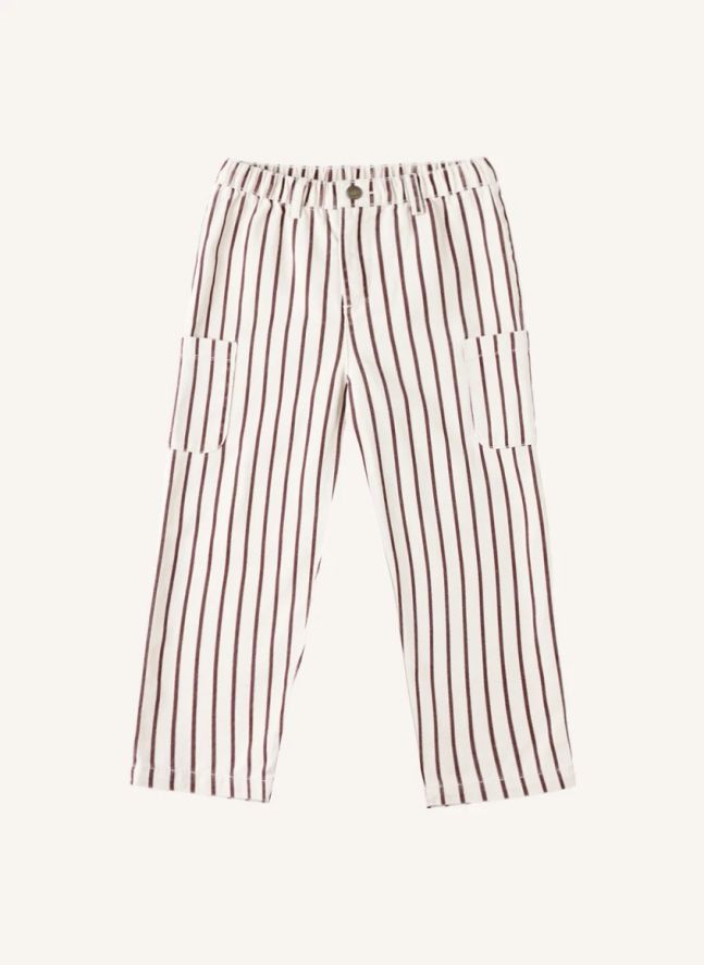 Pantalon Cargo Rayures | Ecru