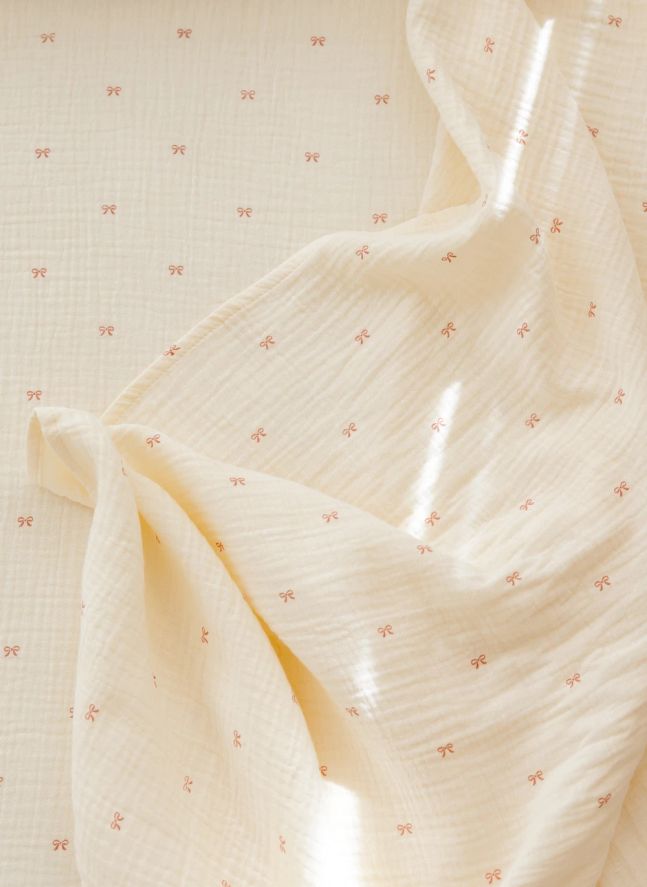 Lange d'emmaillotage Ribbon en coton bio | Ecru