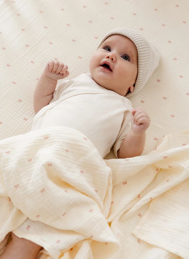 Lange d'emmaillotage Ribbon en coton bio | Ecru