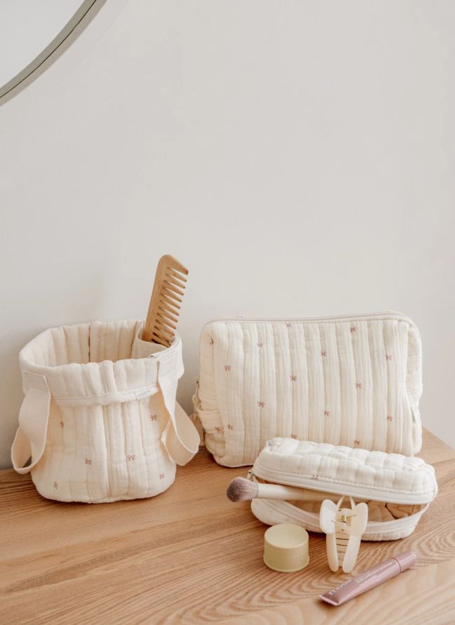 Panier de rangement Ribbon en coton bio | Ecru