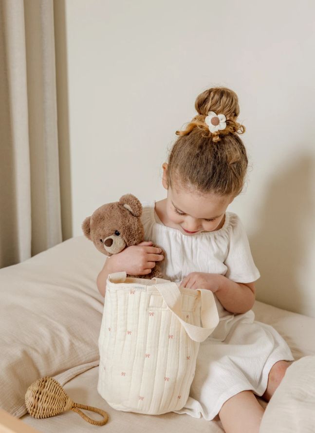 Panier de rangement Ribbon en coton bio | Ecru