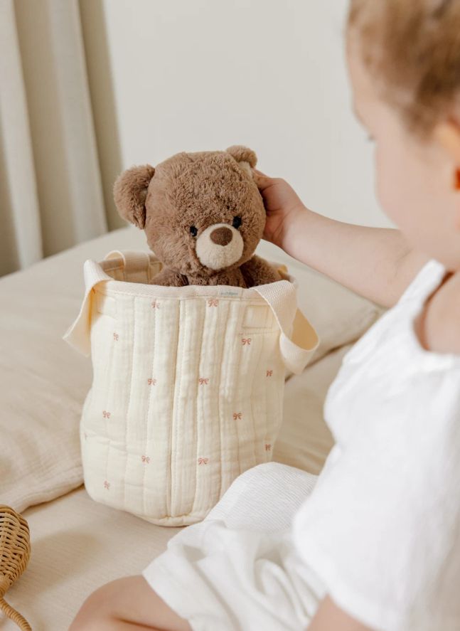 Panier de rangement Ribbon en coton bio | Ecru