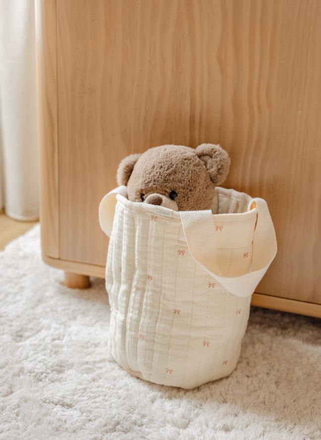 Panier de rangement Ribbon en coton bio | Ecru