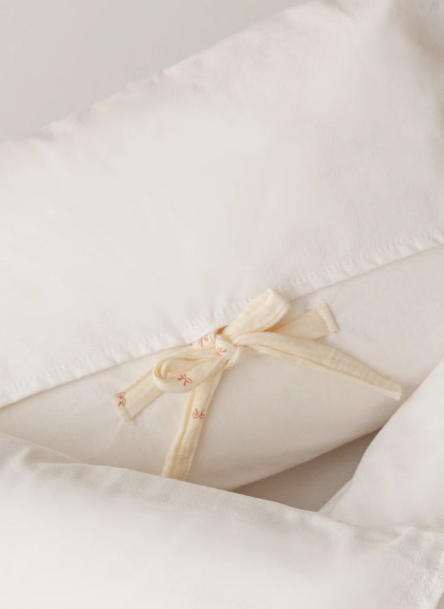 Couverture matelassée Ribbon en coton bio | Ecru