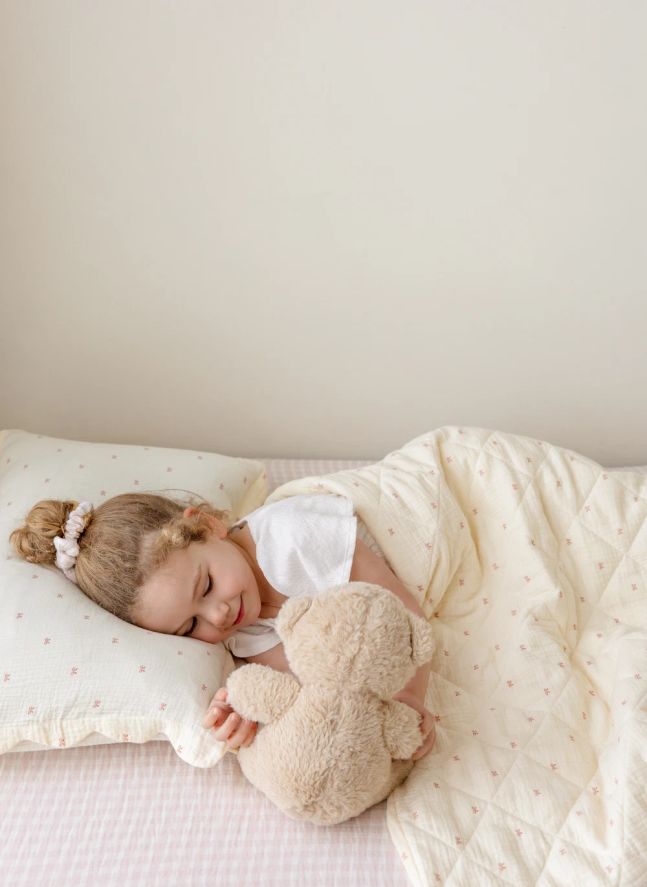 Couverture matelassée Ribbon en coton bio | Ecru