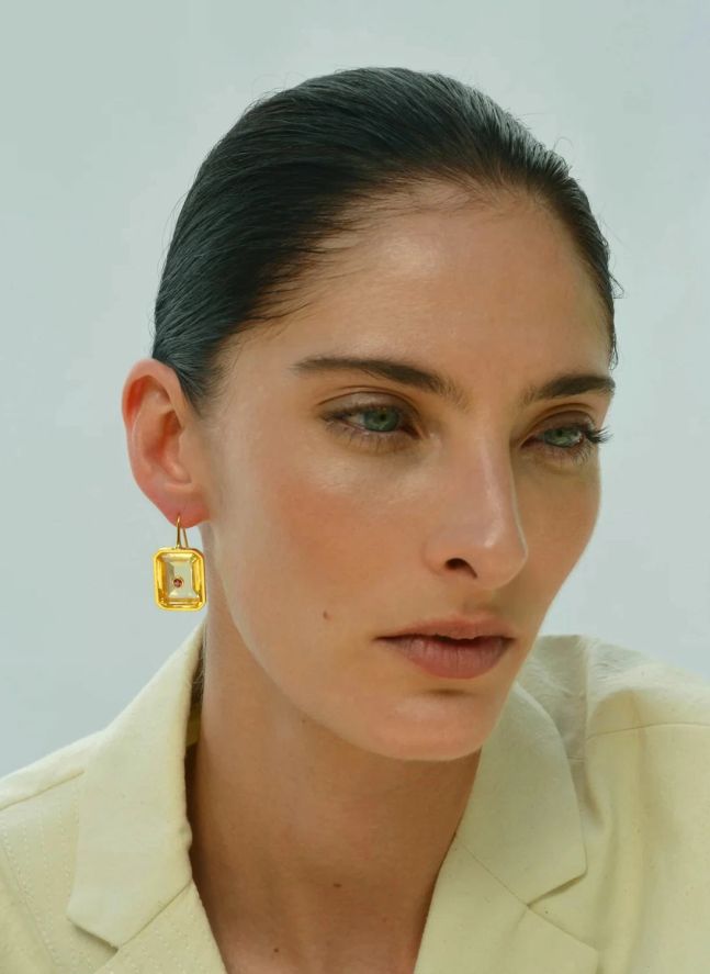 Boucles d'Oreilles Tile | Citrine