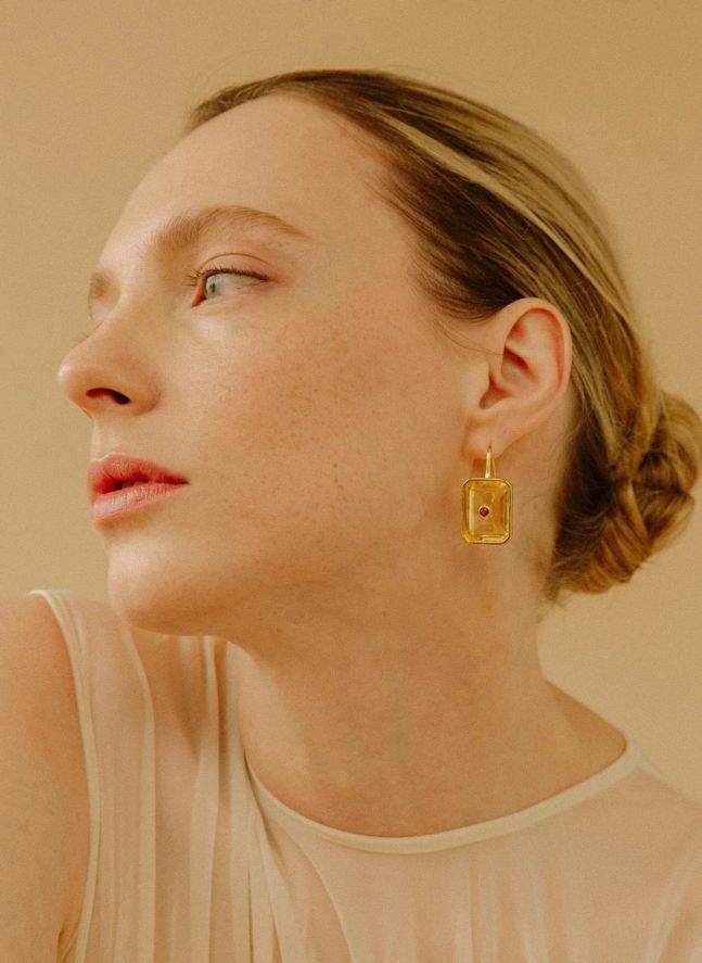 Boucles d'Oreilles Tile | Citrine