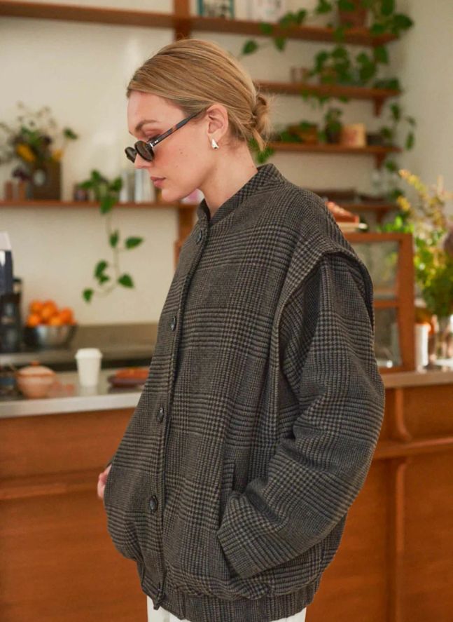 Manteau Philo Carreaux Laine - Collection Femme | Gris