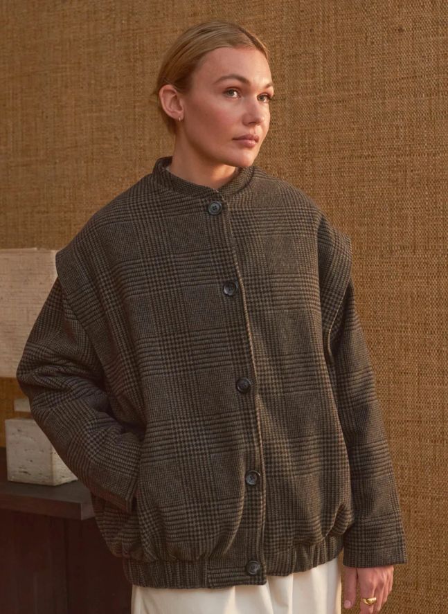 Manteau Philo Carreaux Laine - Collection Femme | Gris