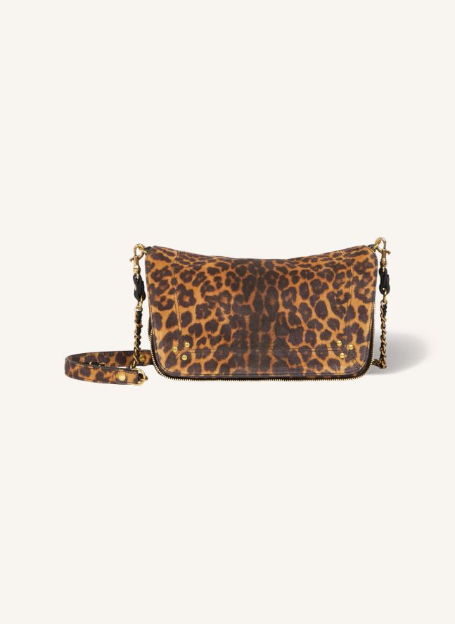 Sac Bobi S Croûte Velours Léopard | Camel