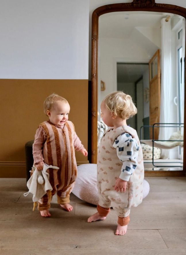 Gigoteuse à pieds en coton bio Cœur | Crème