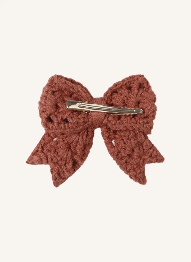 Barrette Nœud Crochet | Rouge Brun- Image produit n°3