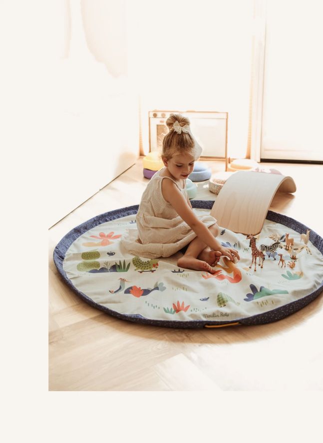 Noomad Puce et Pilou Saco de juegos/alfombra - Play&amp;Go x Moulin Roty | Azul