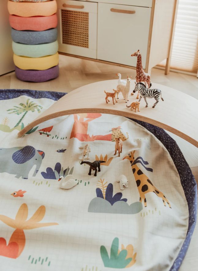 Noomad Puce et Pilou Saco de juegos/alfombra - Play&amp;Go x Moulin Roty | Azul