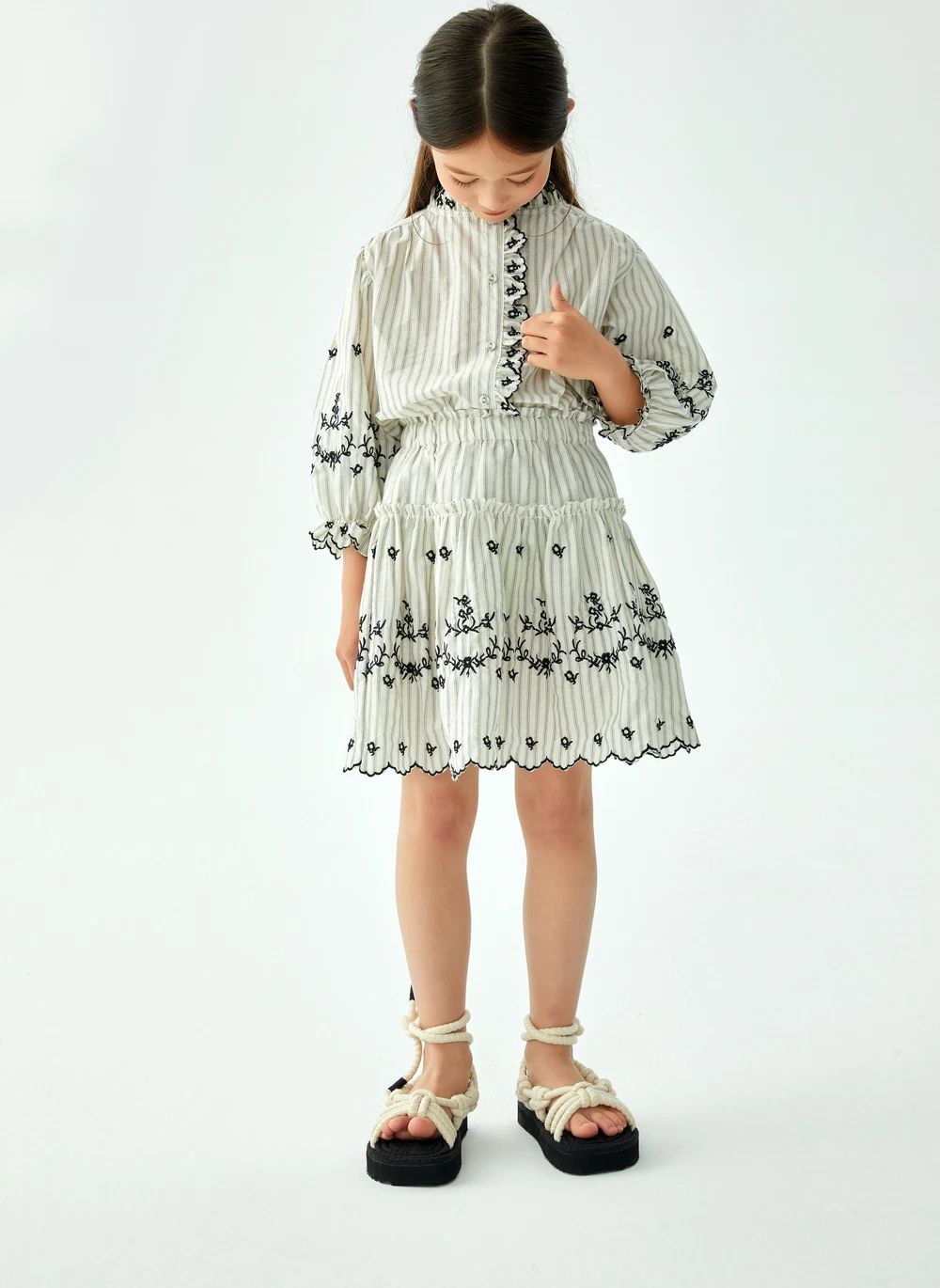 Tatiana Striped Skirt | White- Product image n°1