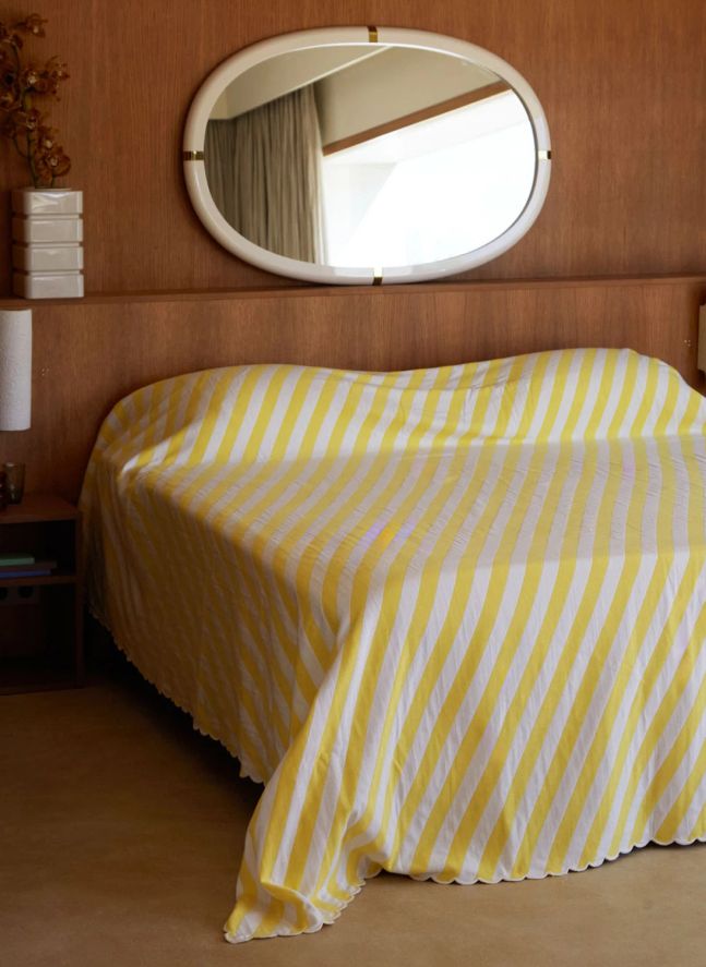 Couvre lit Monastico en coton à rayures | Jaune
