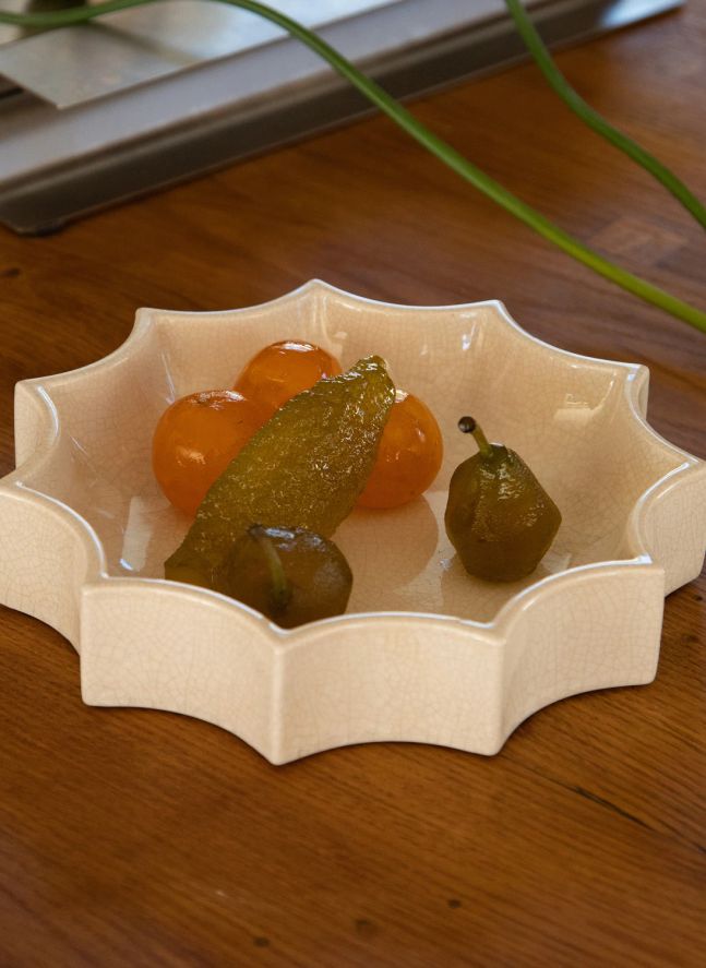 Vide poche Tasca en céramique craquelé | Crème