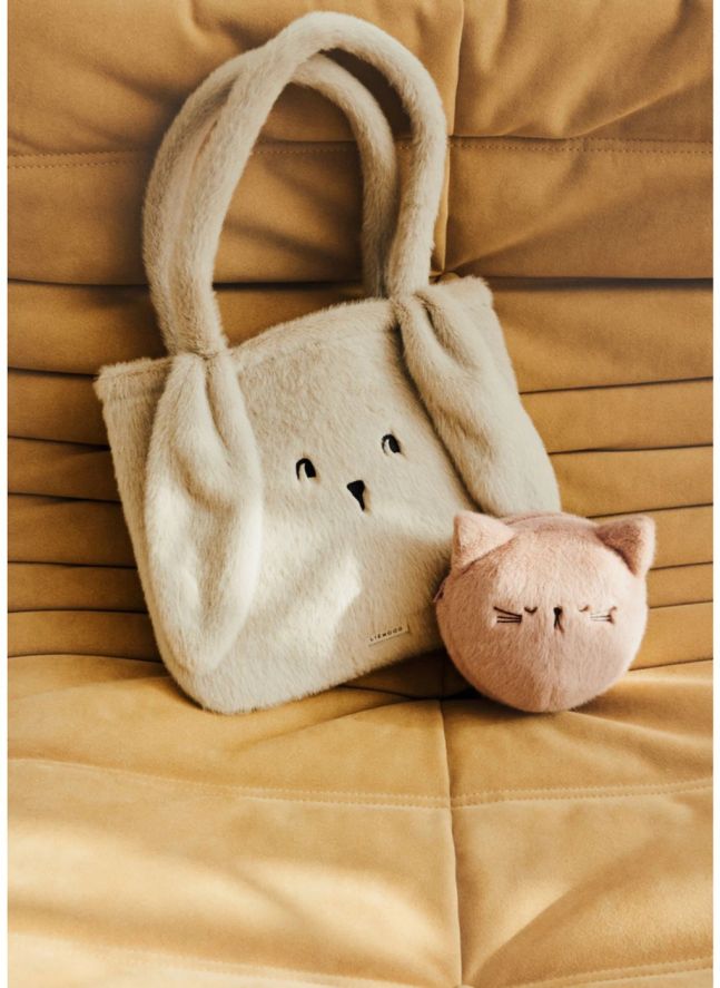 Tote Bag Façon Fourrure Lexi Lapin Coton Bio | Gris clair