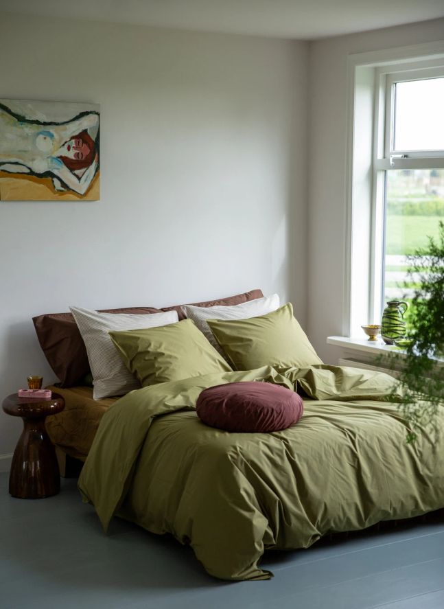 Coussin rond Bigdot en percale organique - Coffee Brown | Café
