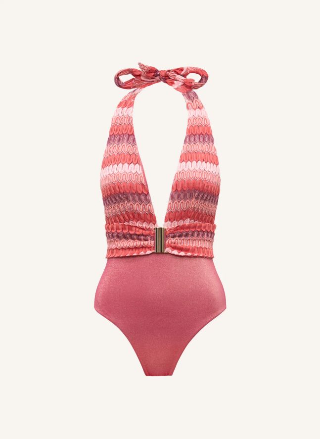 Sunset Crochet 1-Piece Swimsuit | Coral