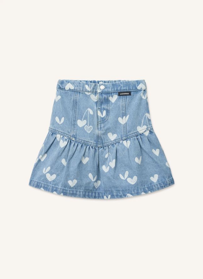 Jupe Denim Dayla Cœurs | Bleu Clair