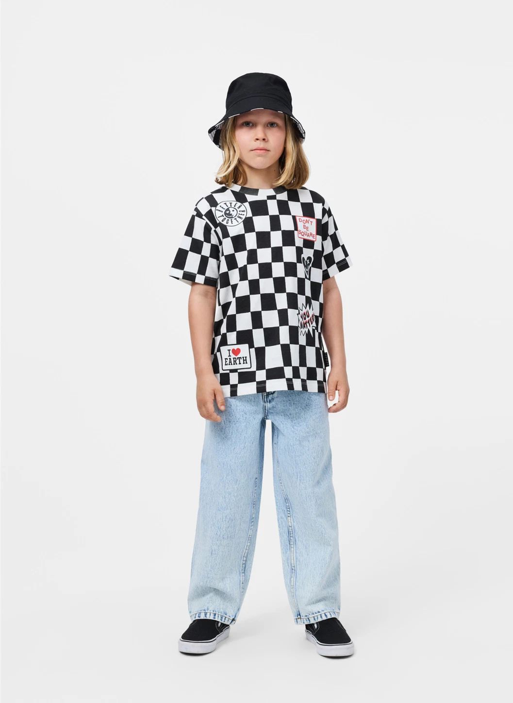 T-shirt Riley Damier Coton Bio | Noir- Image produit n°1