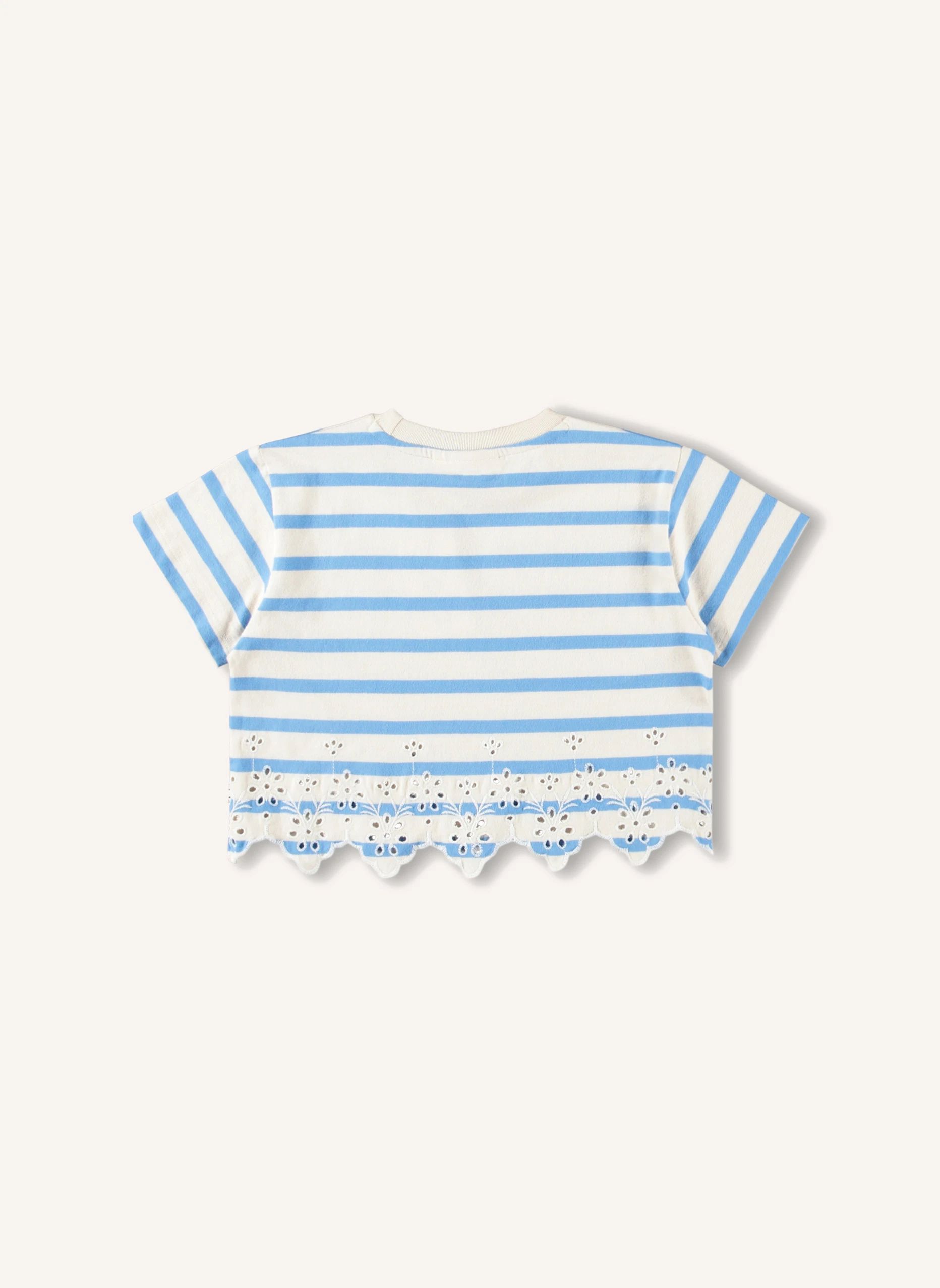 T-shirt Rosita Rayé Coton Bio | Bleu Clair- Image produit n°4