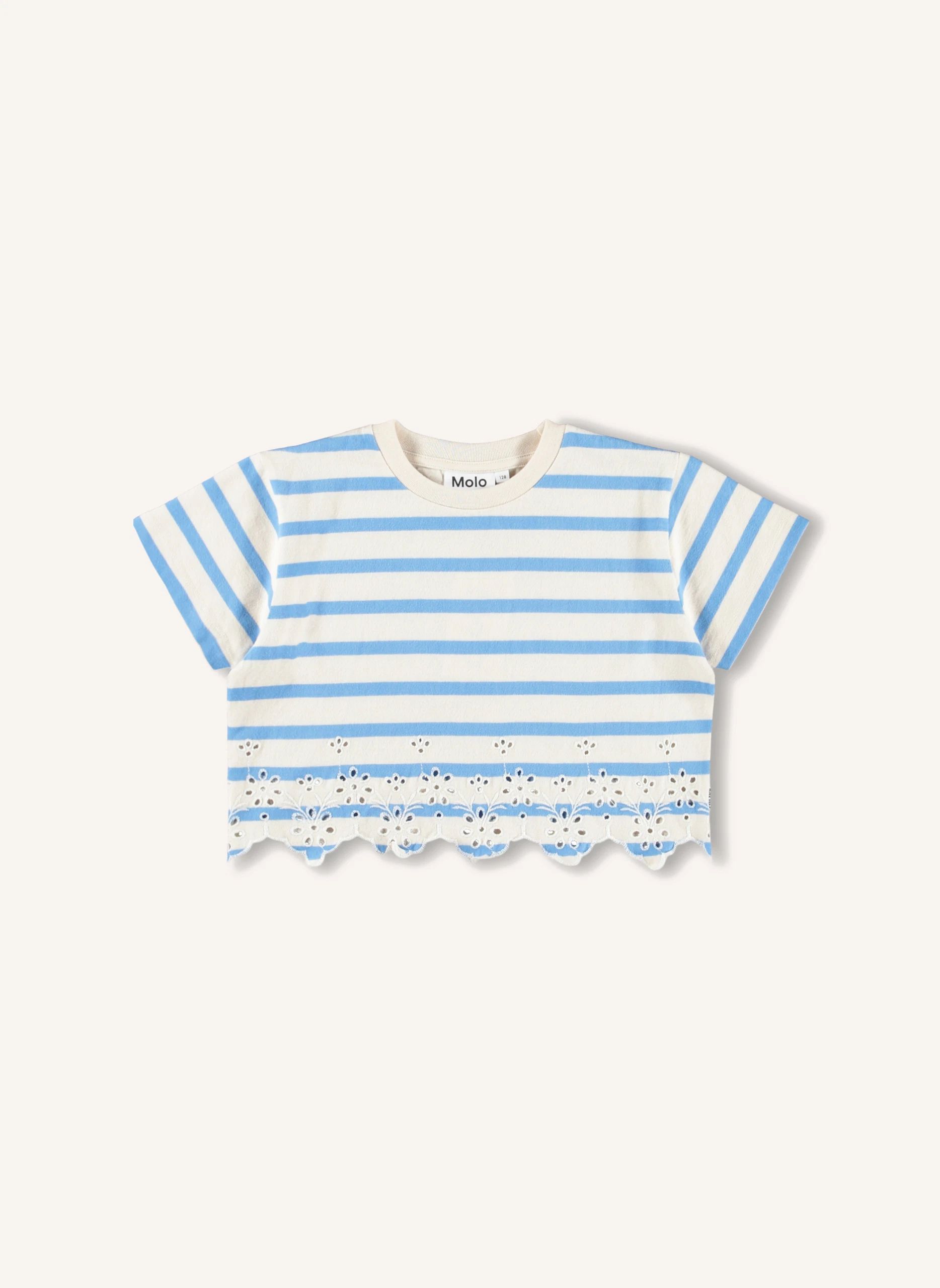 T-shirt Rosita Rayé Coton Bio | Bleu Clair- Image produit n°0