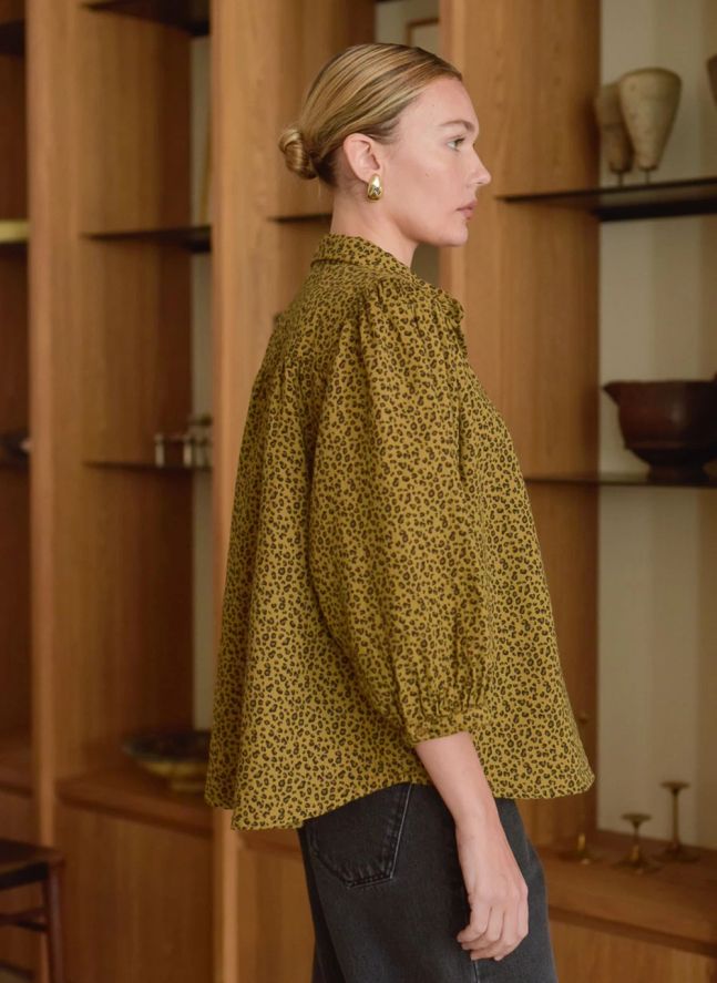 Blouse Appoline Mini Léopard Double Gaze de Coton - Collection Femme | Marron