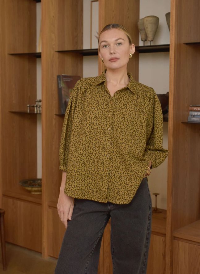 Blouse Appoline Mini Léopard Double Gaze de Coton - Collection Femme | Marron