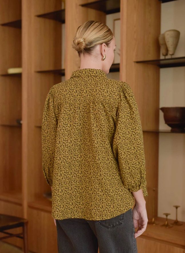 Blouse Appoline Mini Léopard Double Gaze de Coton - Collection Femme | Marron