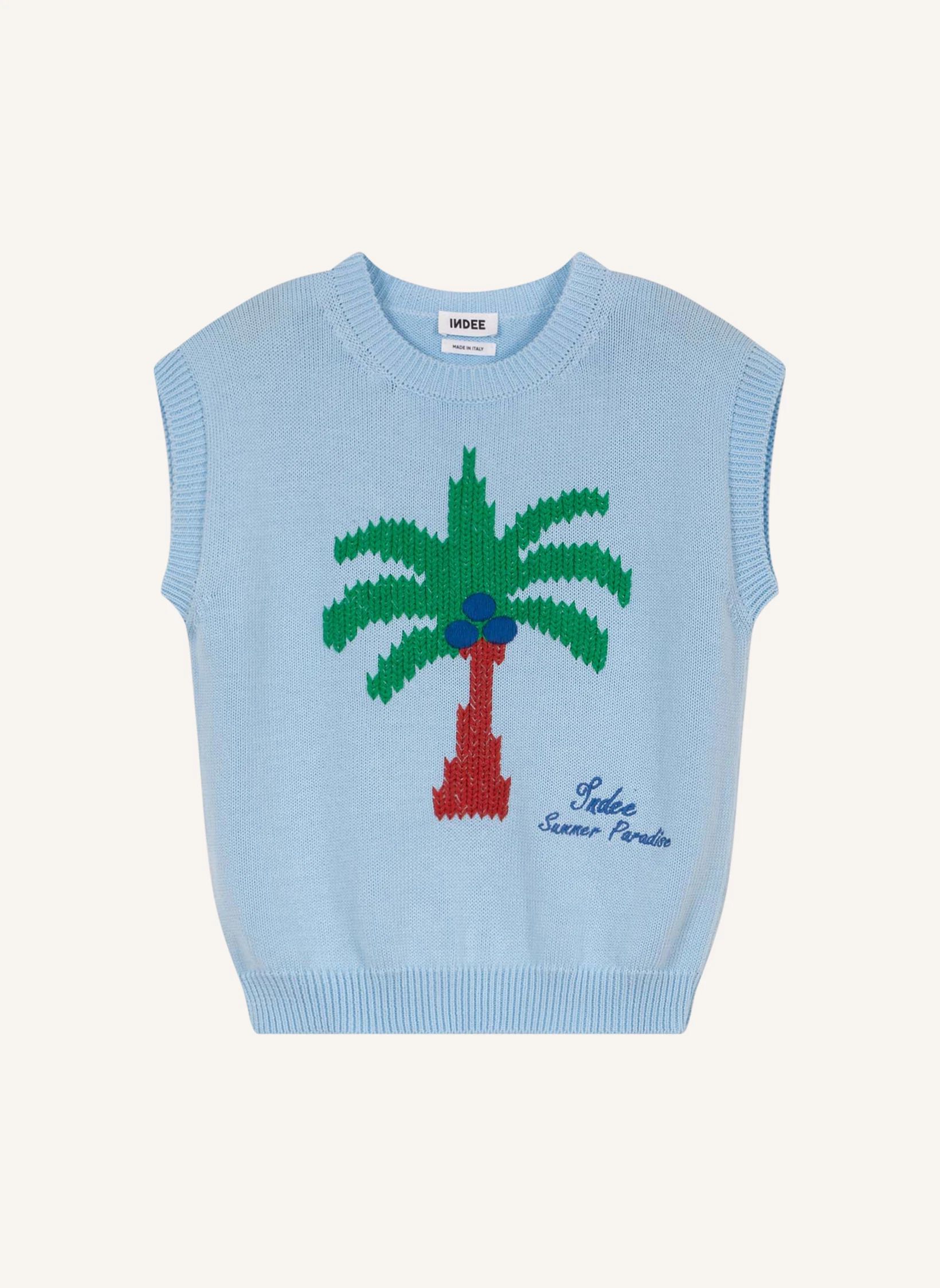 Pull Sans Manches Vaucluse Palmier | Bleu ciel- Image produit n°0