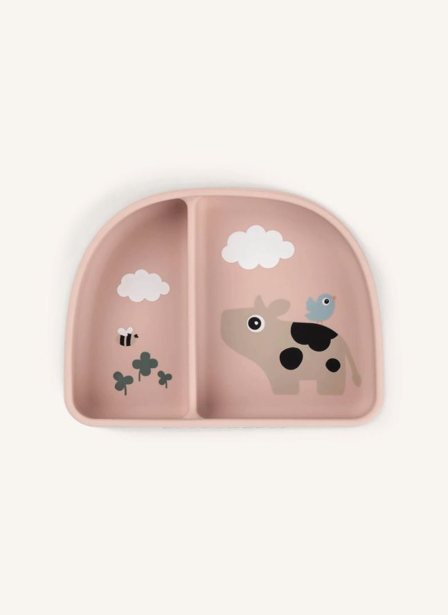 Compartmented bowl with suction cup Tiny Farm | Pink