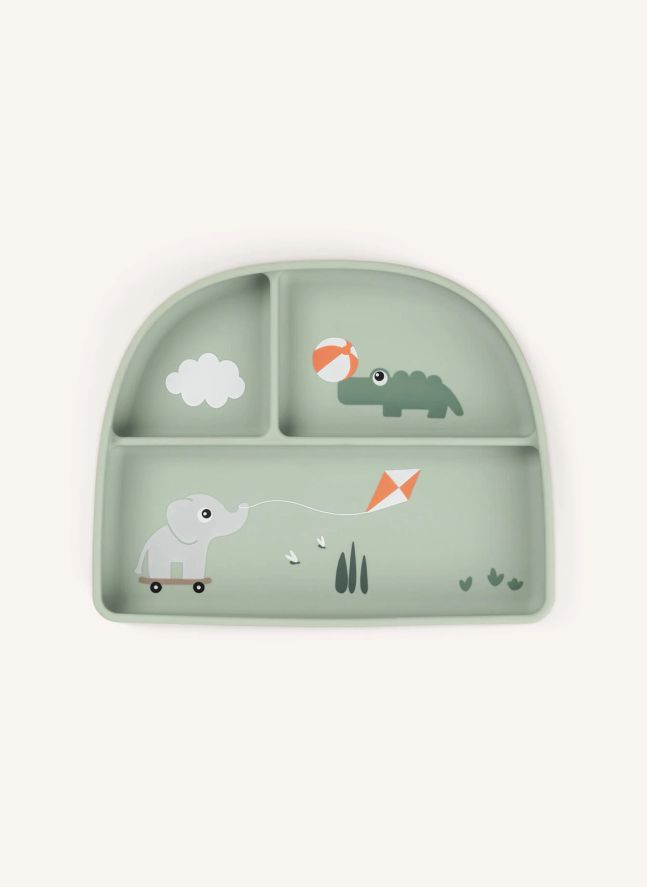 Playground compartmentalized plate with suction cup | Green