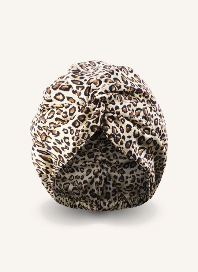 Turban en soie de mûrier imprimé Léopard