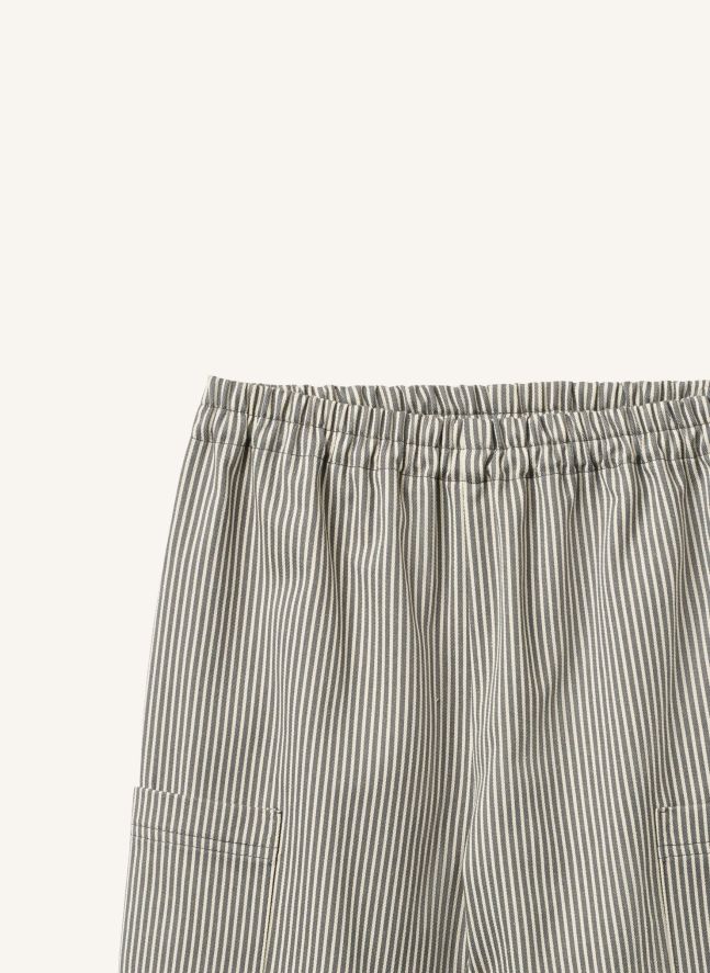 Pantalones de algodón orgánico a rayas Kalloa | Gris