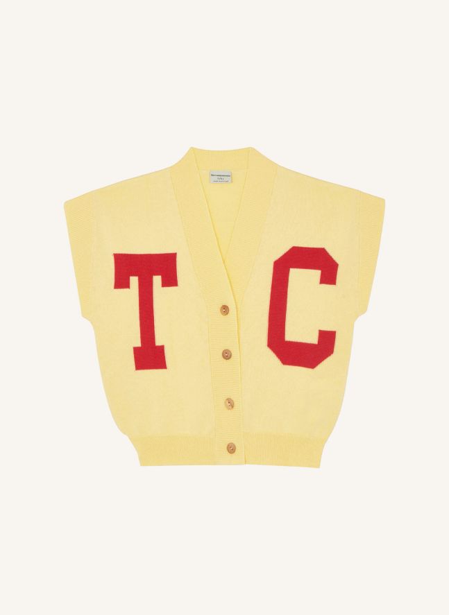 Cardigan Sans Manches Coton Bio | Jaune pâle