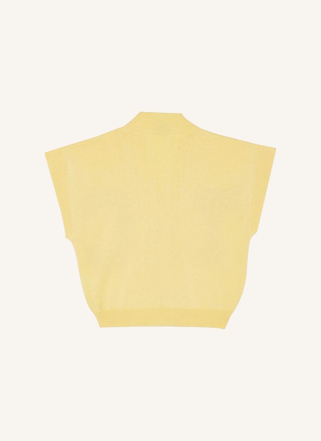 Cardigan Sans Manches Coton Bio | Jaune pâle