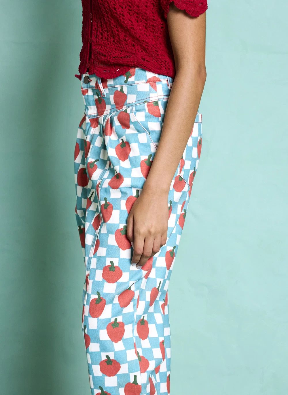 Pantalon La Cantina Tomates - Collection Femme | Turquoise- Image produit n°6
