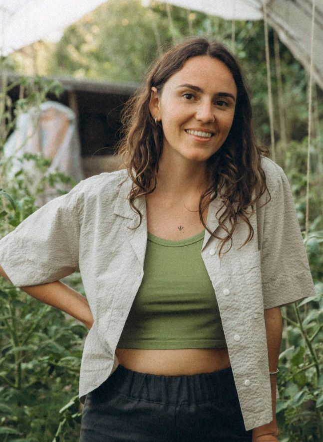 Débardeur Uni Crop Coton Bio | Olive