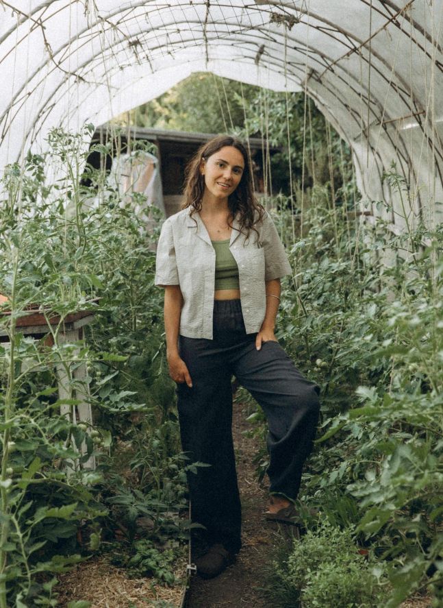Débardeur Uni Crop Coton Bio | Olive