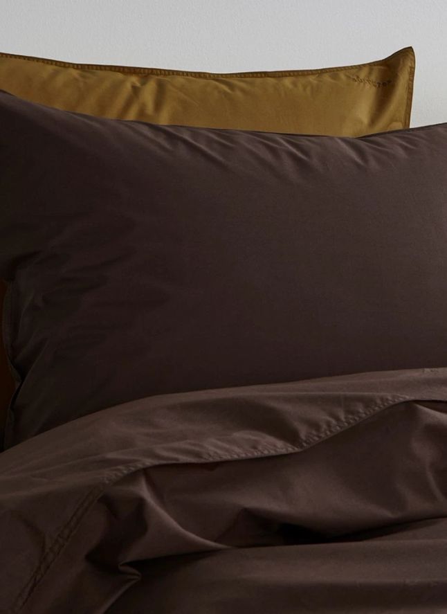 Taie d'oreiller en percale organique - Coffee Brown | Café