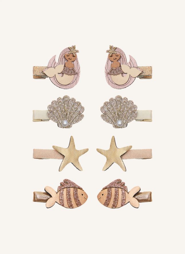 Lot de 8 Mini Barrettes Sirène | Doré