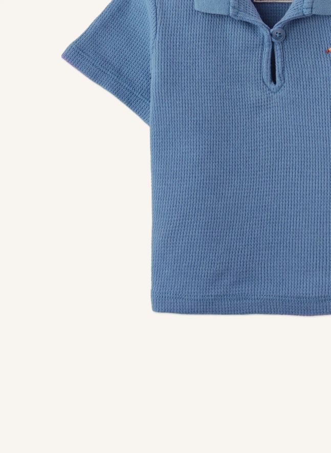 Polo Timmy Brodé Toucan Texturé | Bleu