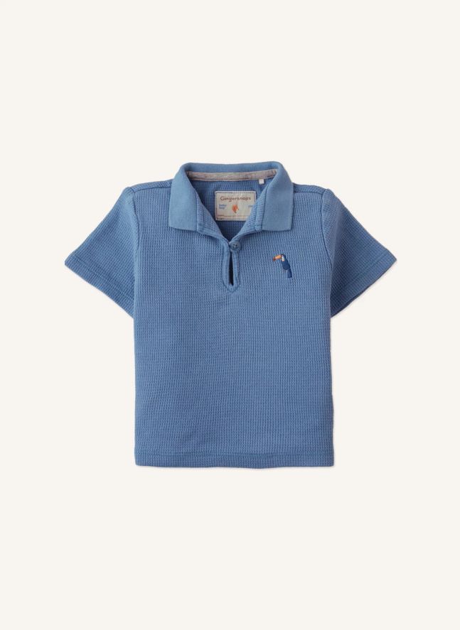 Polo Timmy Brodé Toucan Texturé | Bleu