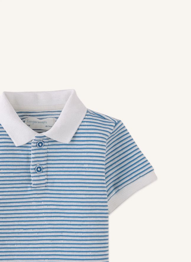 Polo Kirk Rayé Texturé | Bleu