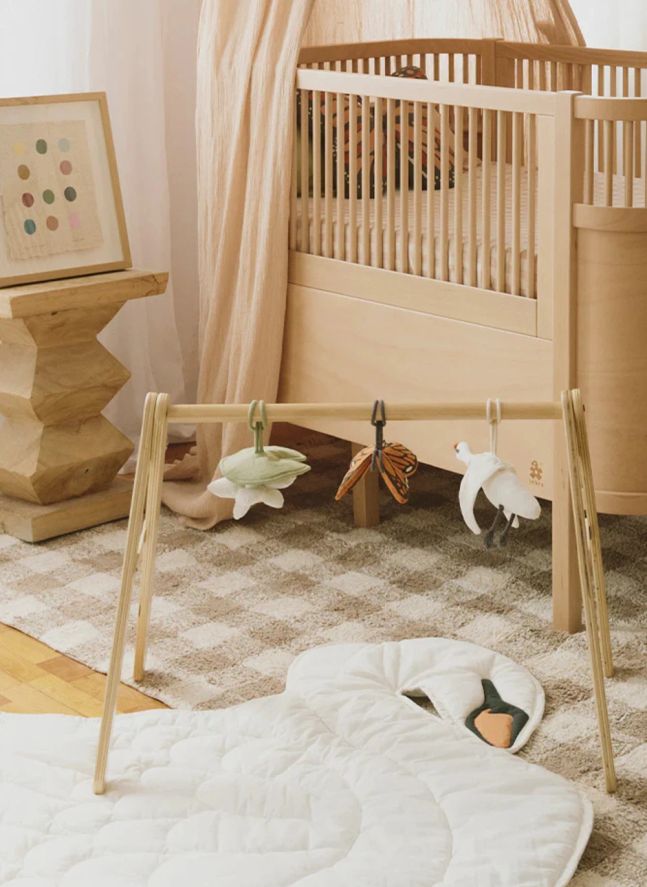 Tapis d'éveil avec ses 3 jouets à suspendre Cygnes | Blanc