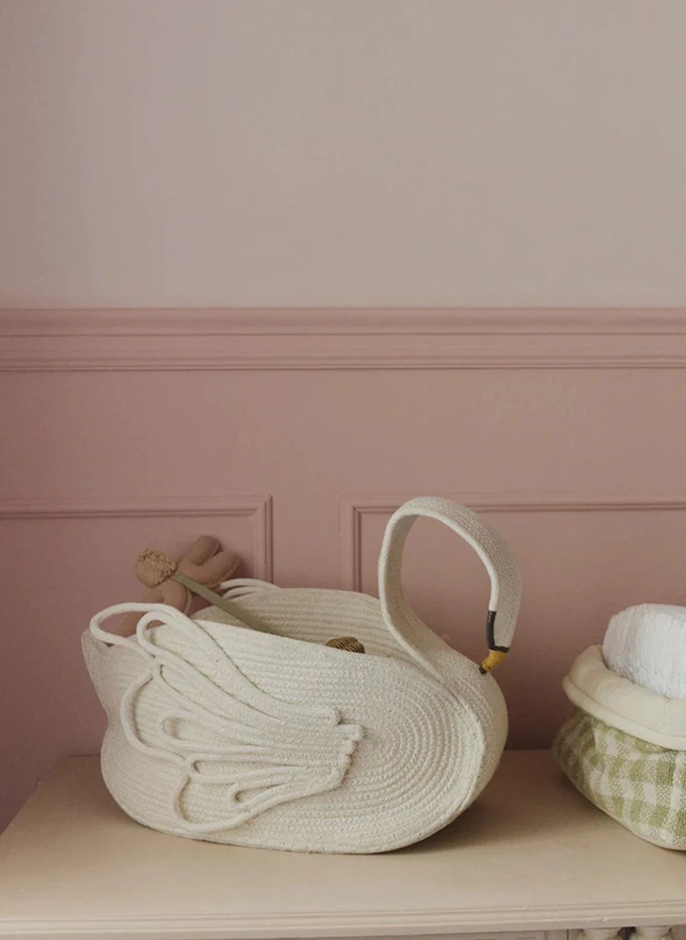 Panier de rangement Cygne | Blanc- Image produit n°1