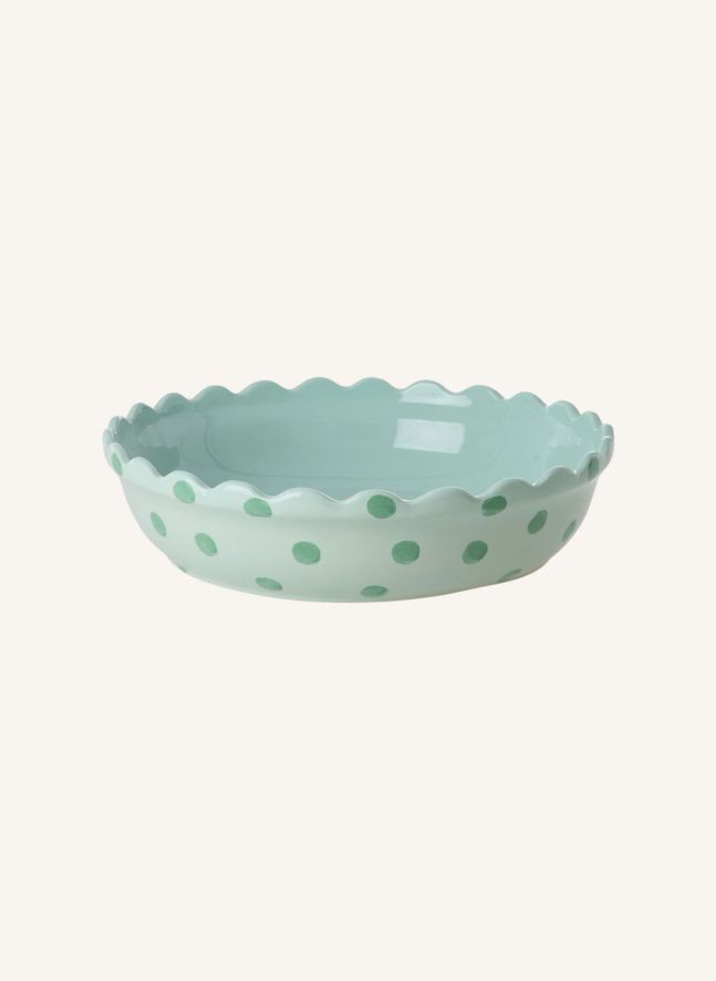 Plat à tarte en grès à pois | Vert