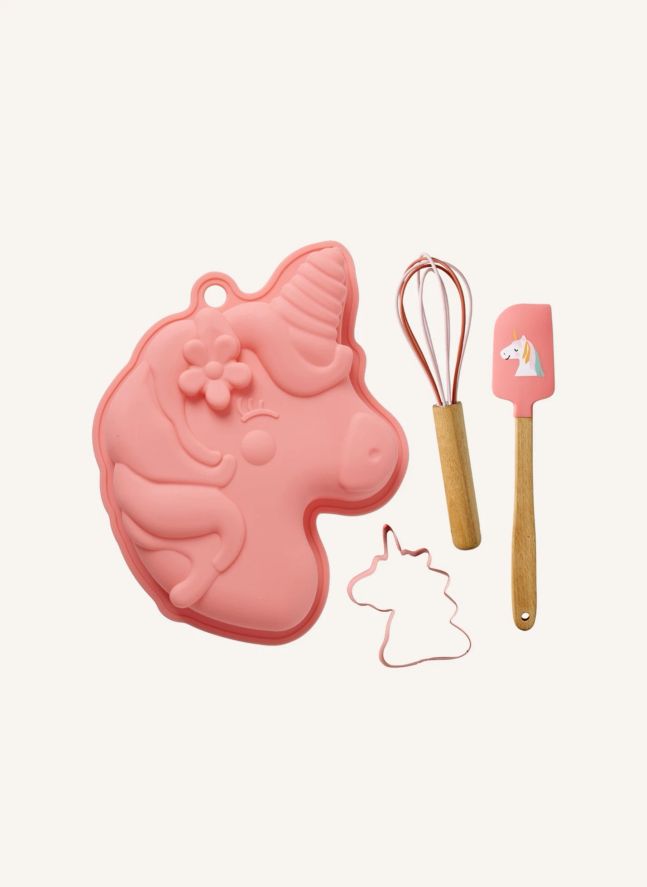 Molde de silicona de unicornio con accesorios | Rosa